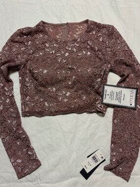NWT 2007 Vintage City Studio Metallic Lace Crop Top Size 7 Macy’s Y2K
